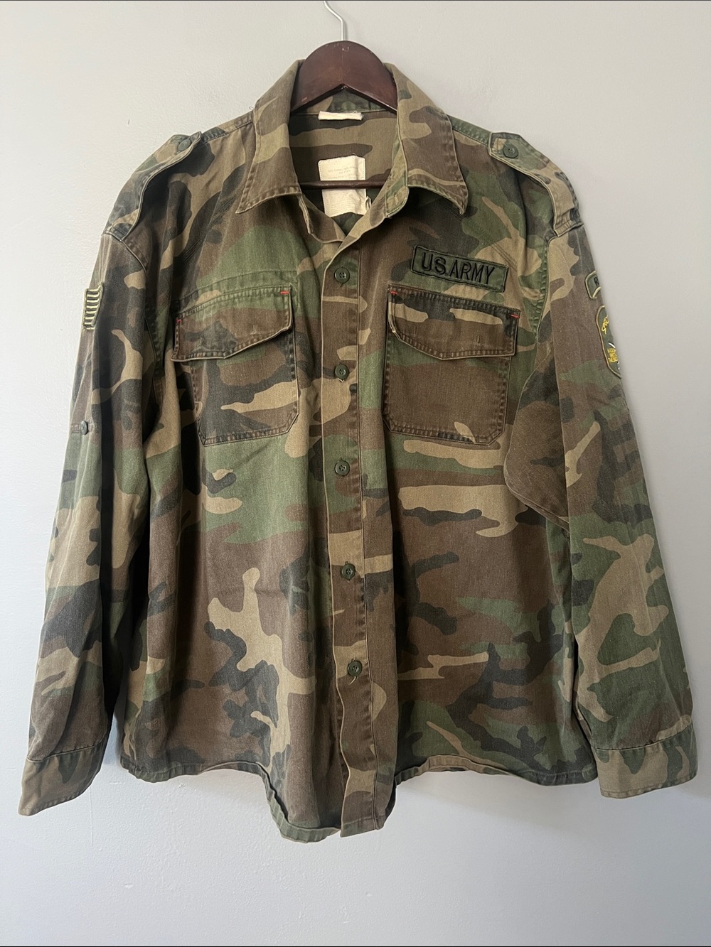 U.S. Army Woodland Camouflage Field Shirt Jacket - Green & Brown
